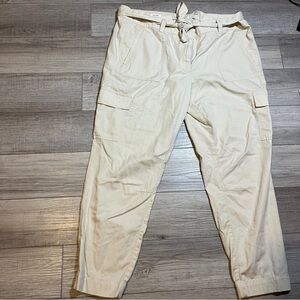 LOFT Parachute Cargo Pants Women’s Size 16 Beige Baggy Fit Utility Hiking Light